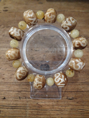 Pulsera Vintage de Ambar de Birmania y hueso de Yak Tibetano